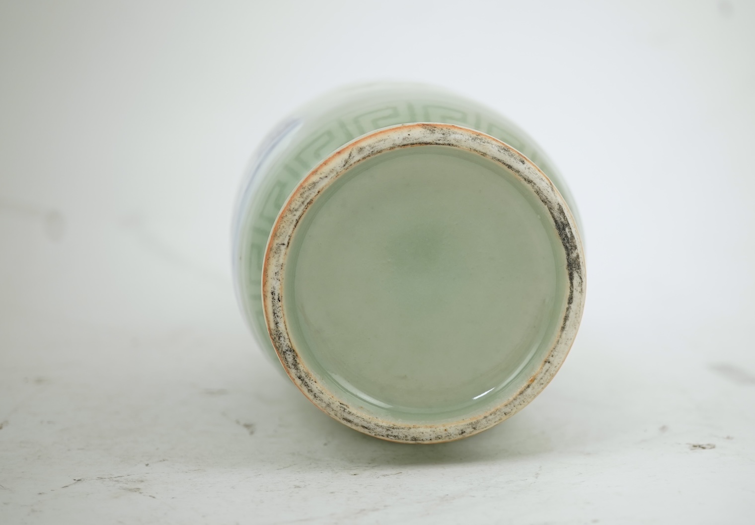 A Chinese celadon glazed landscape vase, 19th century